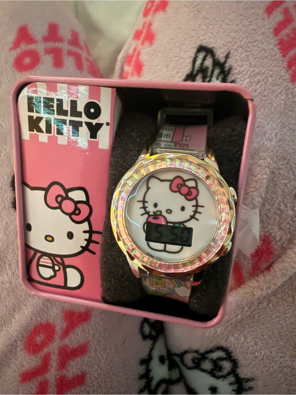 Hello Kitty Pink Striped Trinket Tin